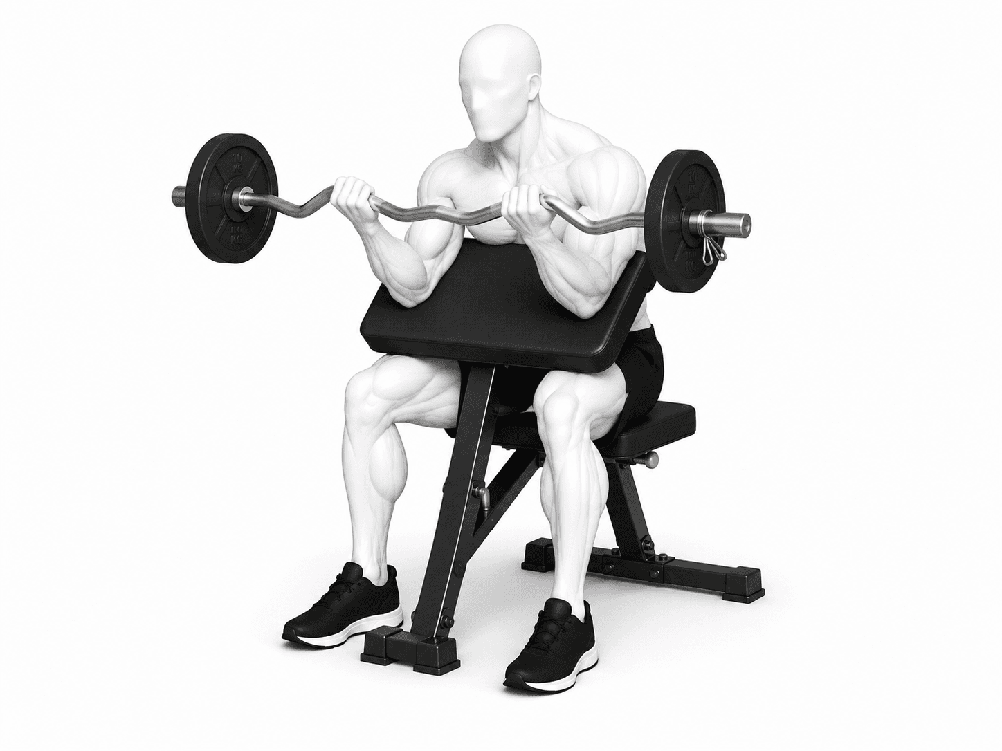 Illustration de l'exercice : Curl pupitre (banc Larry Scott)