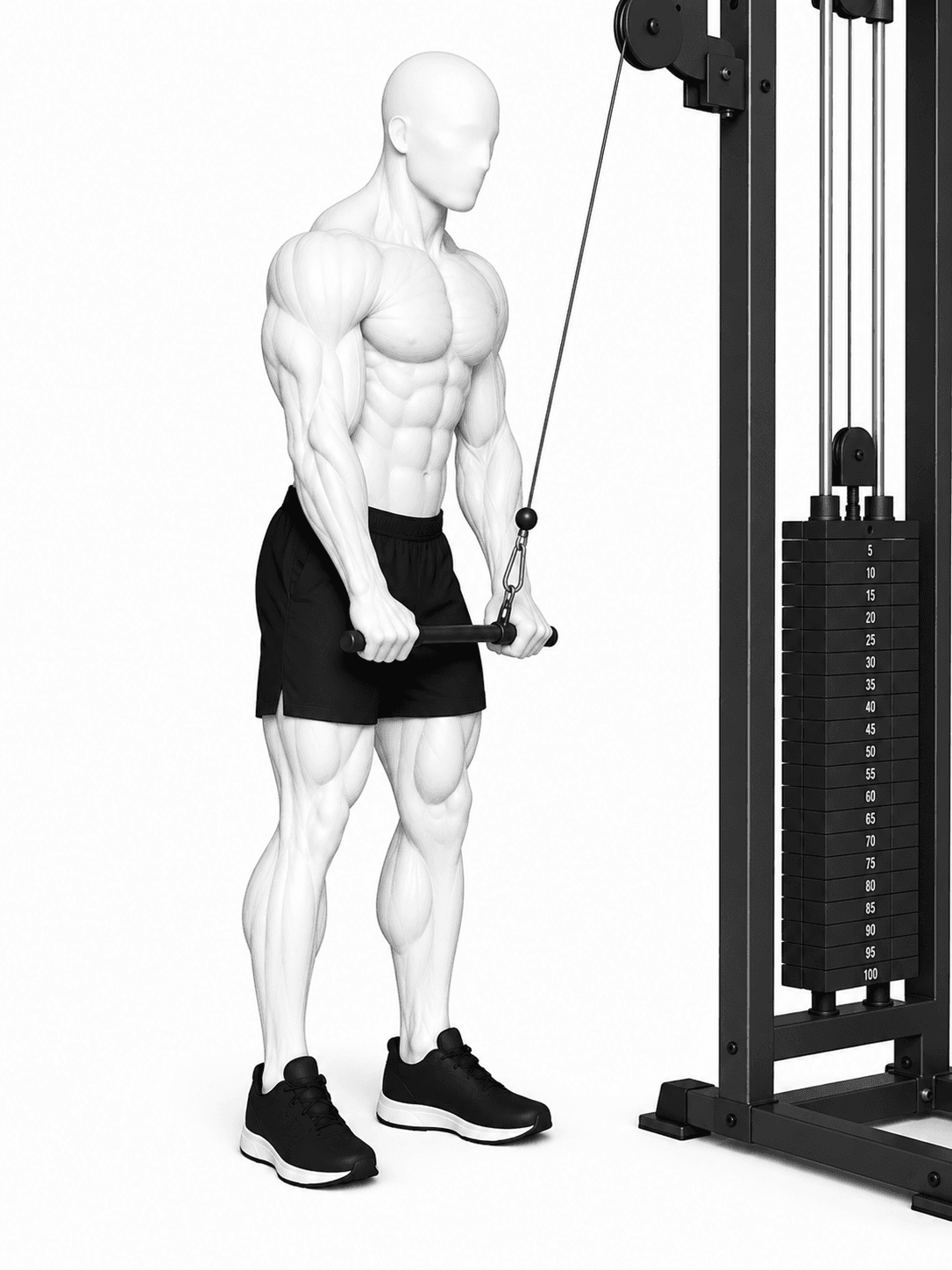 Illustration de l'exercice : Extension triceps à la poulie